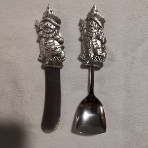 5" Holiday Snowman Cheese knife set